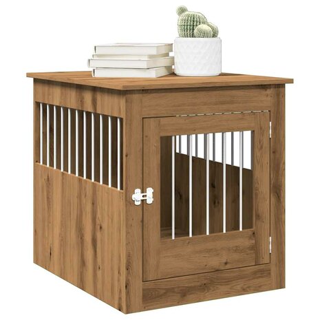 Hondenbench 64,5x80x71 cm bewerkt hout artisanaal eikenkleur 1