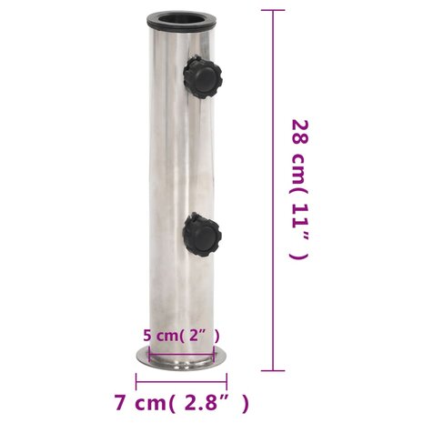 Parasolvoet voor Ø38/48 mm stok staal zilverkleurig 5