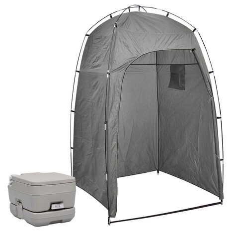 Kampeertoilet met tent draagbaar 10 + 10 L 1
