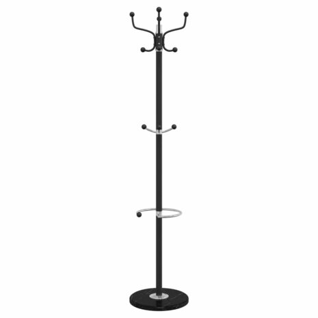 Kapstok met parapluhouder 180 cm gepoedercoat ijzer zwart 4
