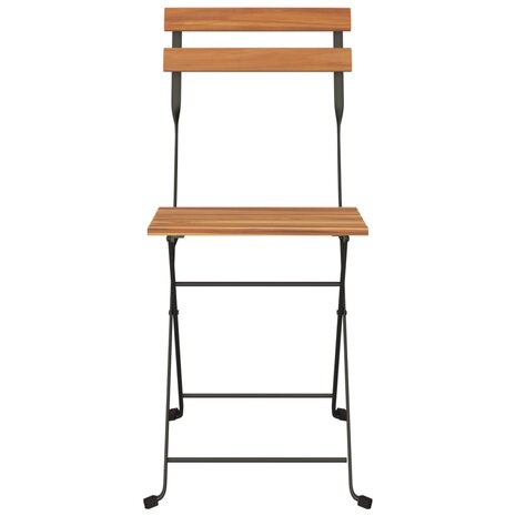 Bistrostoelen 2 st inklapbaar massief teakhout en staal 4