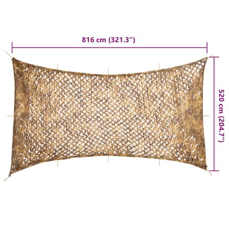 Camouflagenet met opbergzak 816x520 cm zandkleurig 7