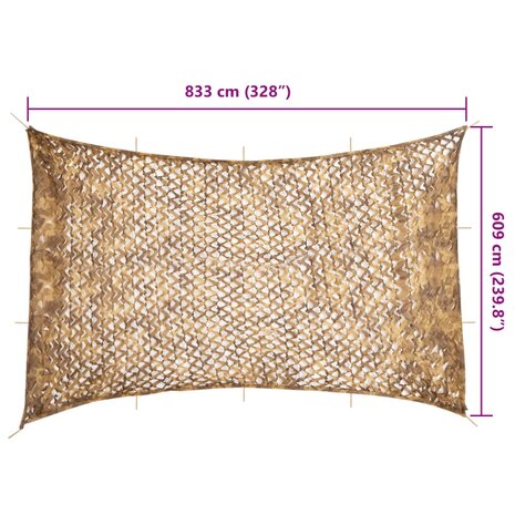 Camouflagenet met opbergzak 833x609 cm zandkleurig 7