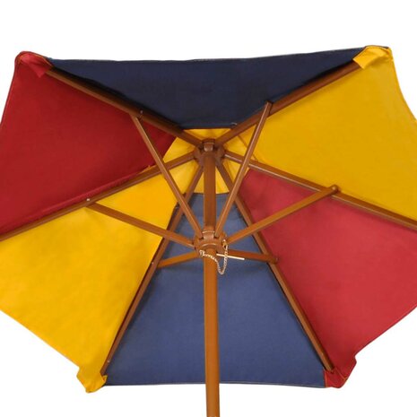 Kinderpicknicktafel met banken en parasol hout meerkleurig 5