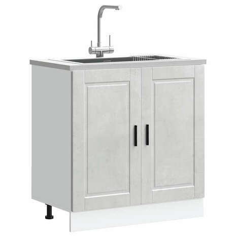 Spoelbakonderkast Porto 80x46x81,5 cm bewerkt hout betongrijs 1