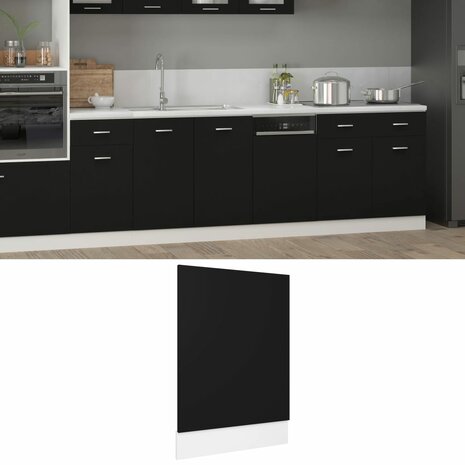 Vaatwasserpaneel Lyon 45x3x67 cm bewerkt hout zwart 1