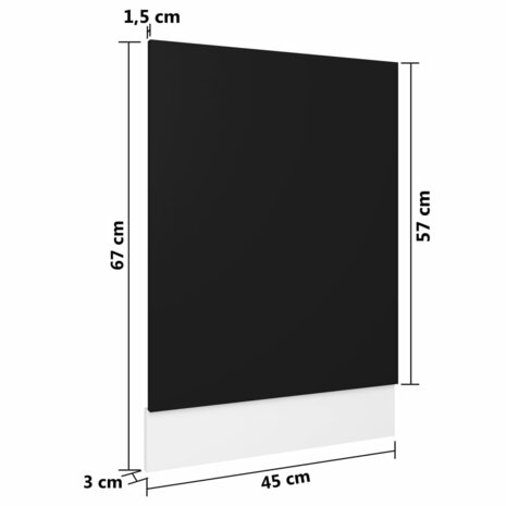 Vaatwasserpaneel Lyon 45x3x67 cm bewerkt hout zwart 6