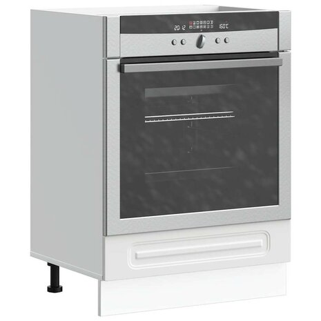 Ovenkast Kalmar bewerkt hout wit 1