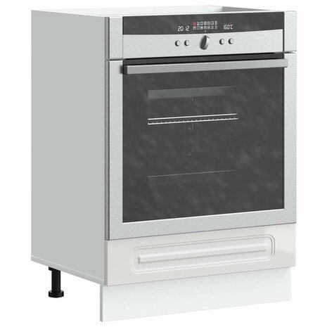 Ovenkast Kalmar bewerkt hout hoogglans wit 1