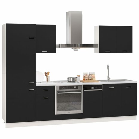 7-delige Keukenkastenset bewerkt hout zwart 2