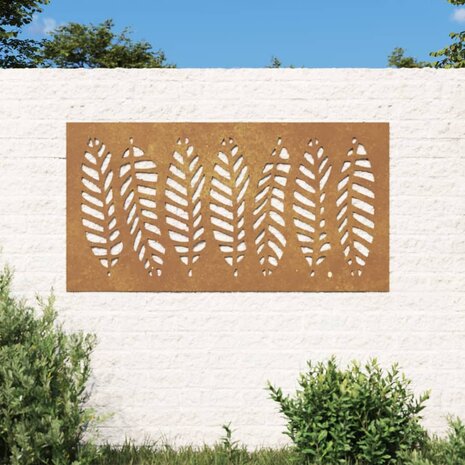 Wanddecoratie tuin bladontwerp 105x55 cm cortenstaal 1