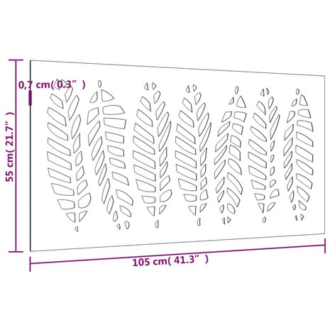 Wanddecoratie tuin bladontwerp 105x55 cm cortenstaal 8