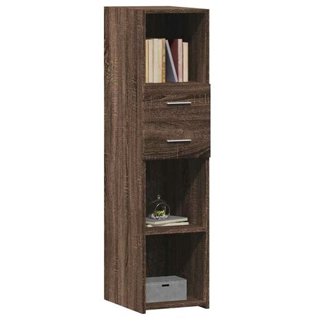 Hoge kast 30x42,5x124 cm bewerkt hout bruin eikenkleurig 3