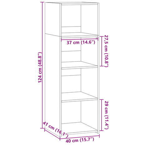 Hoge kast 40x41x124 cm bewerkt hout sonoma eikenkleurig 9