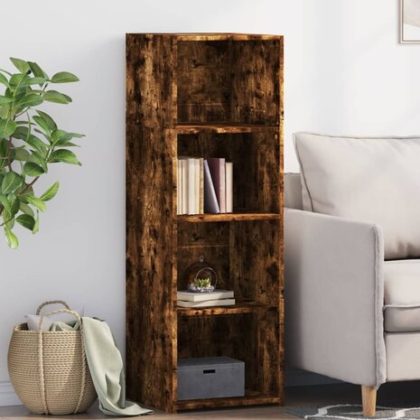 Hoge kast 40x41x124 cm bewerkt hout gerookt eikenkleurig 1