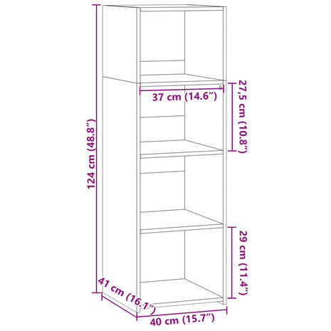 Hoge kast 40x41x124 cm bewerkt hout gerookt eikenkleurig 9