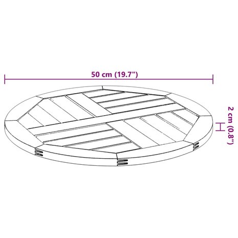 Tafelblad rond Ø 50x2 cm massief acaciahout 8