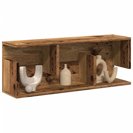 Wandkast 80x20x30 cm bewerkt hout oud houtkleurig 1
