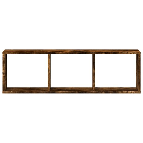 Wandkast 100x16x30 cm bewerkt hout gerookt eikenkleurig 4