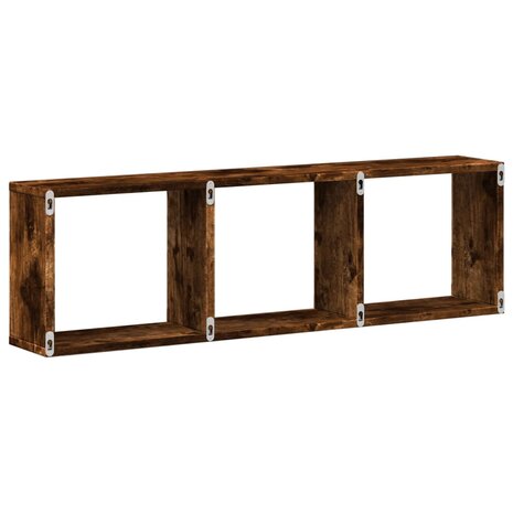 Wandkast 100x16x30 cm bewerkt hout gerookt eikenkleurig 6