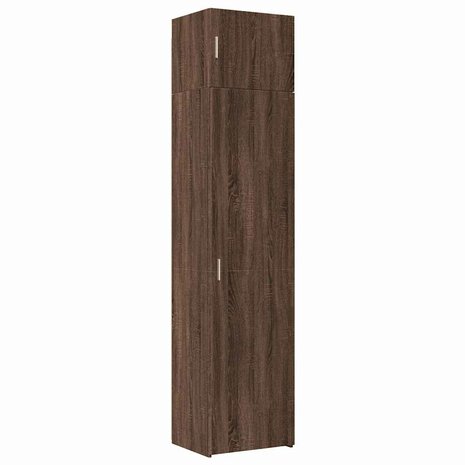 Opbergkast smal 50x42,5x225 cm bewerkt hout bruin eikenkleur 2