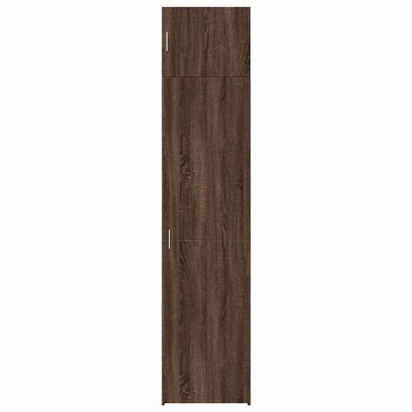 Opbergkast smal 50x42,5x225 cm bewerkt hout bruin eikenkleur 4