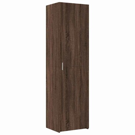 Opbergkast smal 50x42,5x225 cm bewerkt hout bruin eikenkleur 6