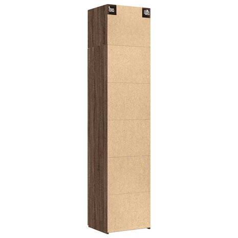 Opbergkast smal 50x42,5x225 cm bewerkt hout bruin eikenkleur 8