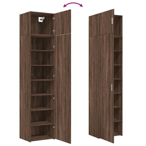 Opbergkast smal 50x42,5x225 cm bewerkt hout bruin eikenkleur 9
