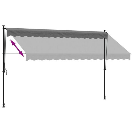 Luifel uittrekbaar 350x150 cm stof en staal antracietkleurig 6