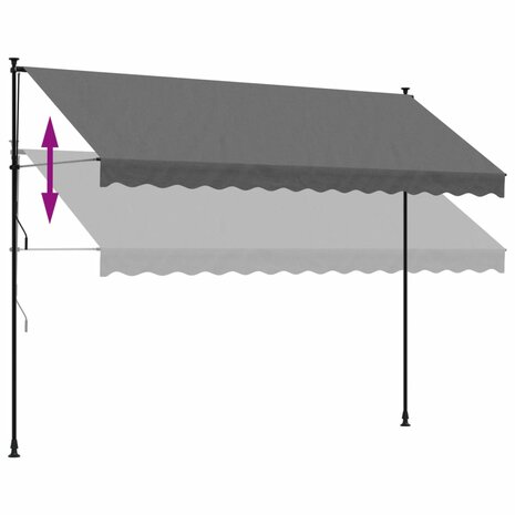 Luifel uittrekbaar 350x150 cm stof en staal antracietkleurig 7