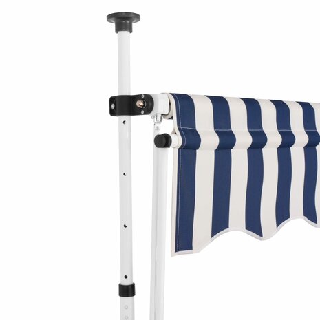 Luifel handmatig uittrekbaar 150 cm blauw en witte strepen 2