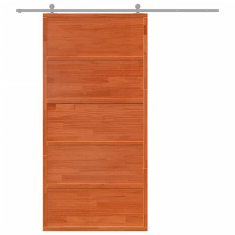 Schuifdeur 100x208 cm massief grenenhout wasbruin 3