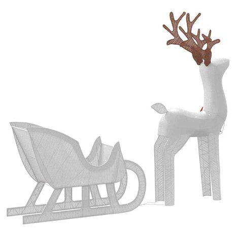 Kerstdecoratie rendier en slee 100 LED&apos;s koudwit 5
