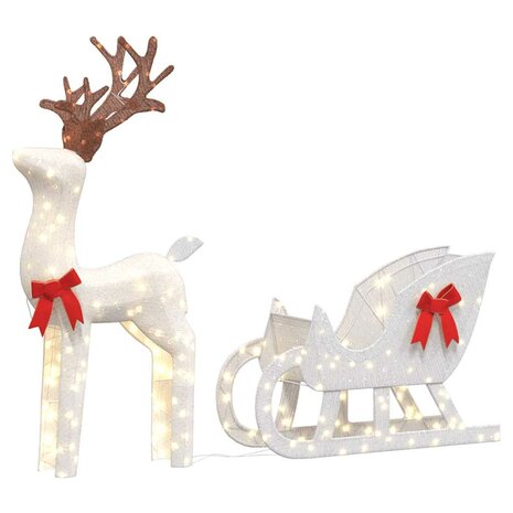 Kerstdecoratie rendier en slee 100 LED&apos;s koudwit 7