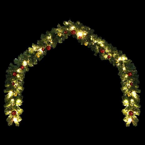 Kerstslinger versierd met kerstballen en LED-lampjes 10 m 4