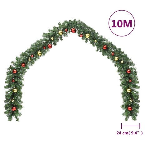 Kerstslinger versierd met kerstballen en LED-lampjes 10 m 7