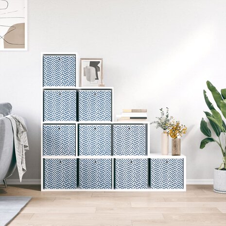 Opbergboxen 10 st inklapbaar 32x32x32 cm ongeweven stof blauw 4