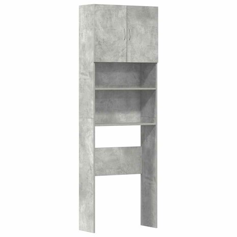 Wasmachinekast 64x24x190 cm bewerkt hout betongrijs 2