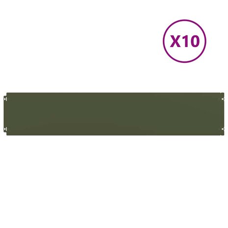 Gazonranden 10 st 20x103 cm koudgewalst staal olijfgroen 2