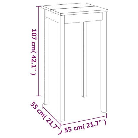 Bartafel 55x55x107 cm MDF zwart 5