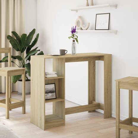 Bartafel met schap 124x46x103,5 cm hout sonoma eikenkleur 3