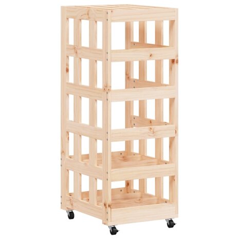 Houtblokhouder met wielen 40x49x110 cm massief grenenhout 4