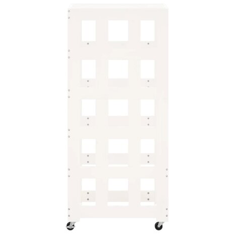 Houtblokhouder met wielen 40x49x110 cm massief grenenhout wit 6