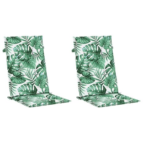 Stoelkussens 2 st hoge rug bladpatroon stof 3