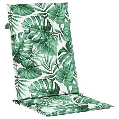 Stoelkussens 2 st hoge rug bladpatroon stof 5