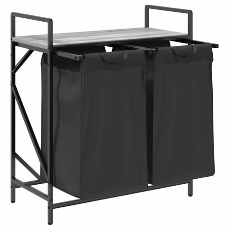 Wasmand 2 vakken met plank grijs sonoma eiken 5