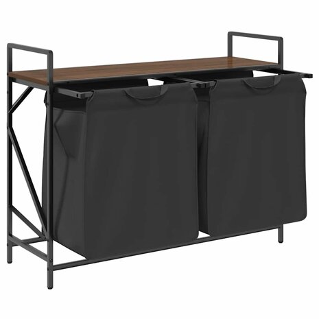 Wasmand 2 vakken met plank bruin eikenkleurig 5