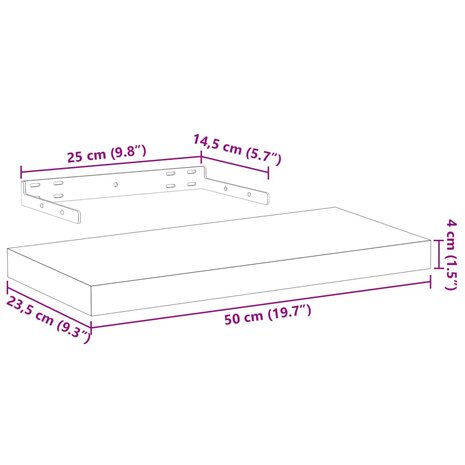 Wandschap 50x23,5x4 cm bewerkt hout 9