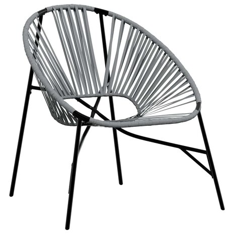 Tuinstoel Egg poly rattan zwart en lichtgrijs 2